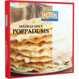 [ASHOKA Papadums Madras Spicy 112 gm] ASHOKA Papadums Madras Spicy 112 gm