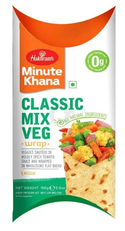 HALDIRAM Frozen Wrap Classic Mix Veg. 156 gm