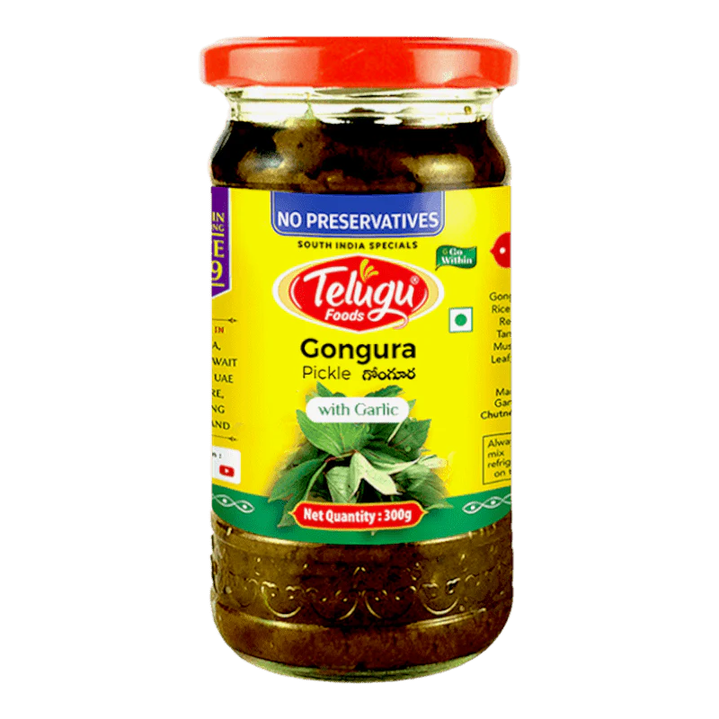 TELUGU Gongura W/O Garlic Pickle 300 gm