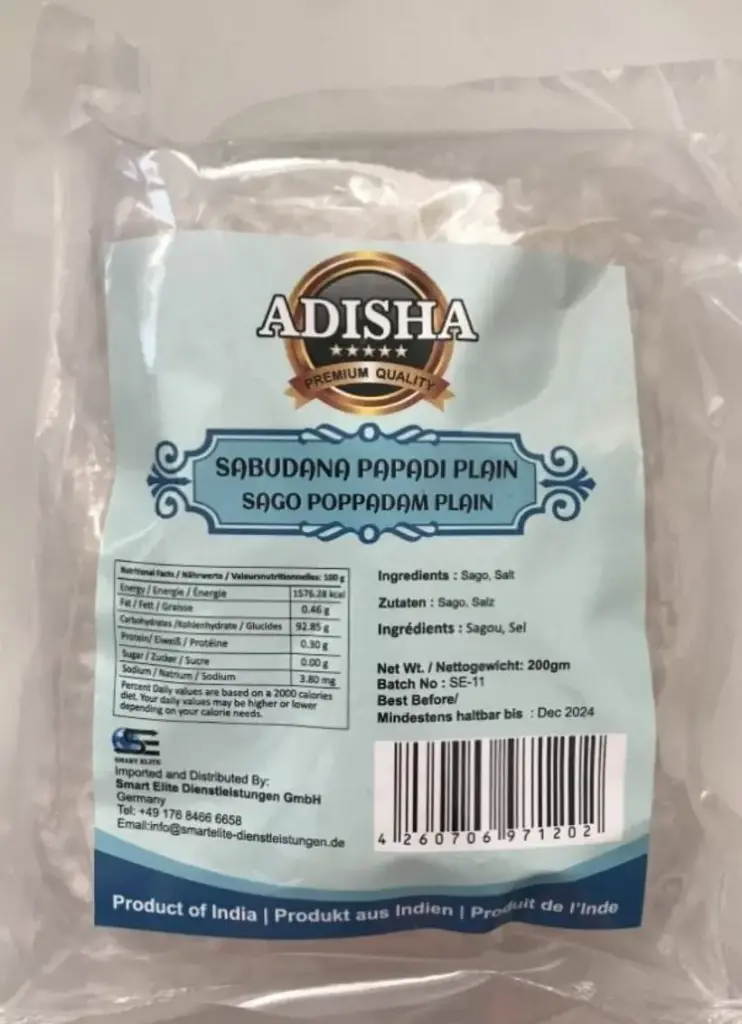 [ADISHA Sabudana (SAGO) Papad 200 gm] ADISHA Sabudana (SAGO) Papad 200 gm