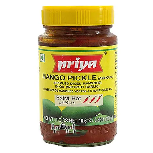 PRIYA Extra Hot Avakaya Mango Pickle w/o Garlic 300 gm 