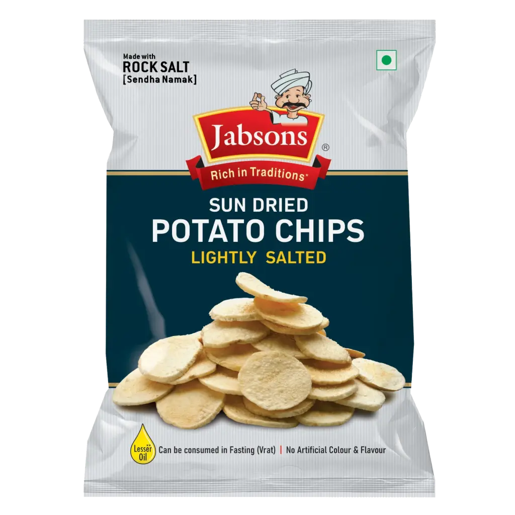 [JABSONS Namkeen Sun Dried Potato Chips Salted 110 gm] JABSONS Namkeen Sun Dried Potato Chips Salted 110 gm