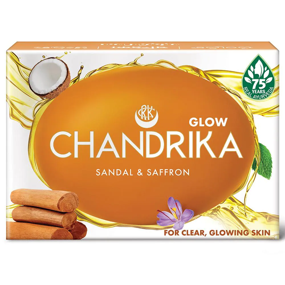 [CHANDRIKA Sandal & Saffron Soap 75 gm] CHANDRIKA Sandal & Saffron Soap 75 gm