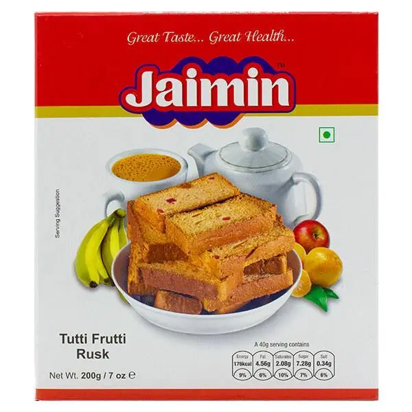 [JAIMIN Tutty Fruity Rusk 200 gm] JAIMIN Tutty Fruity Rusk 200 gm