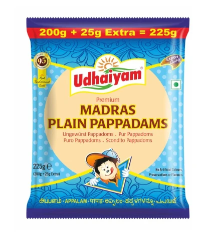 [UDHAIYAM Madras Plain Papad 225 gm] UDHAIYAM Madras Plain Papad 225 gm