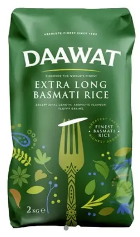 Daawat Basmati Extra Long Rice 2 KG (Green Bag)