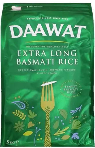 DAAWAT Basmati Extra Long Rice 5 KG (Green Bag)