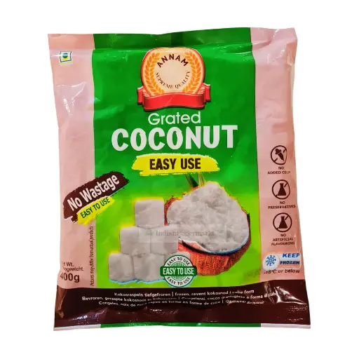Annam Frozen Grated Coconut Easy Use 400 gm
